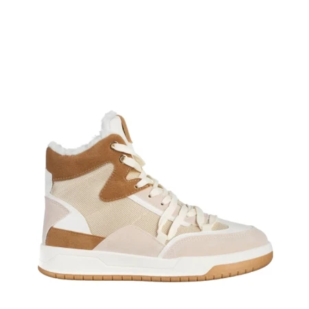 Pantofi sport dama bej din piele ecologica si material textil Reveca
