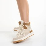 Pantofi sport dama bej din piele ecologica si material textil Reveca