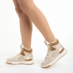 Pantofi sport dama bej din piele ecologica si material textil Reveca