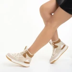 Pantofi sport dama bej din piele ecologica si material textil Reveca
