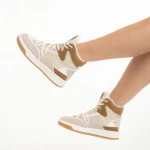Pantofi sport dama bej din piele ecologica si material textil Reveca