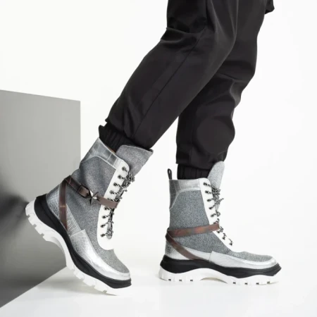 Pantofi sport dama arginti din material textil Regenia