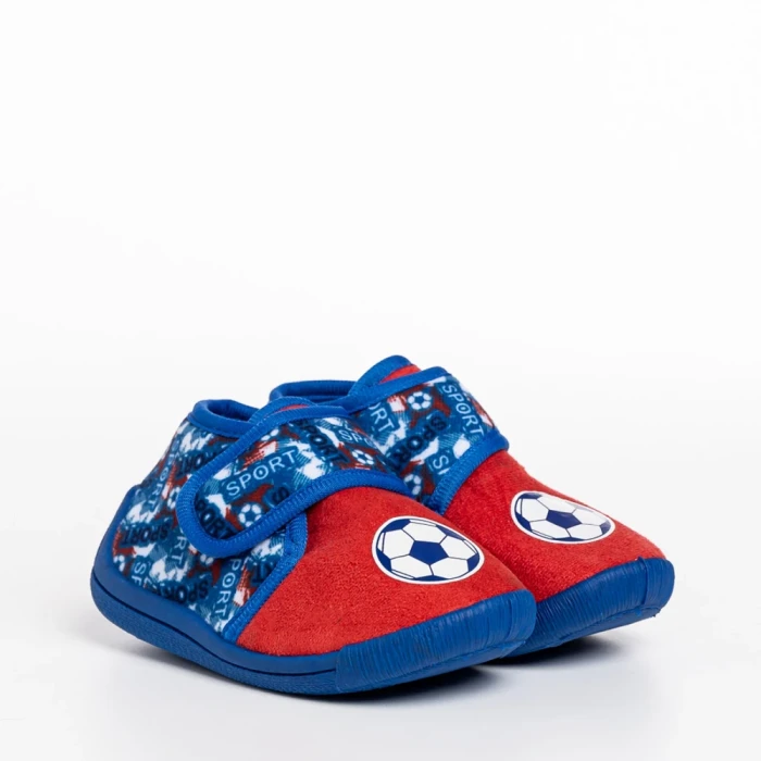 Papuci copii rosii cu albastru din material textil Solina