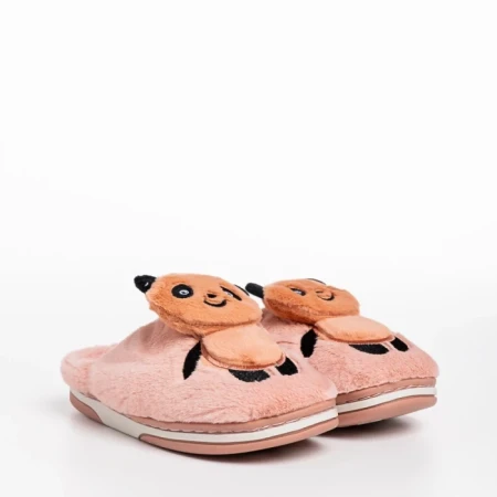 Papuci copii roz din material textil Pierre