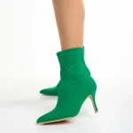 Botine dama verzi din material textil cu toc Rasheda
