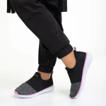 Pantofi sport dama negri cu gri din material textil Sisto