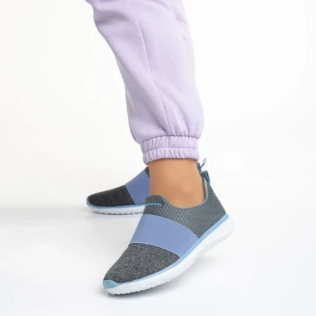 Pantofi sport dama gri cu albastru din material textil Sisto