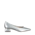 Pantofi dama argintii din material textil cu toc Ziva