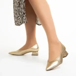 Pantofi dama aurii din material textil cu toc Ziva