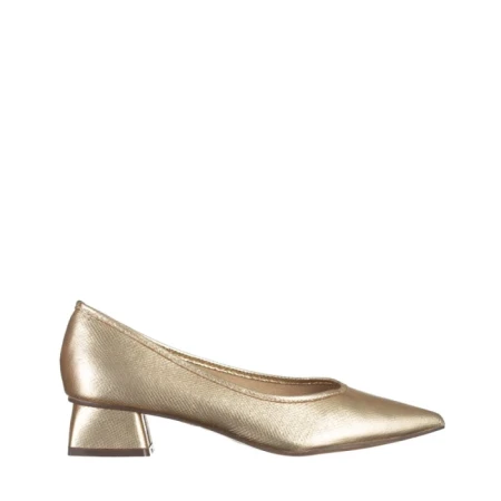 Pantofi dama aurii din material textil cu toc Ziva