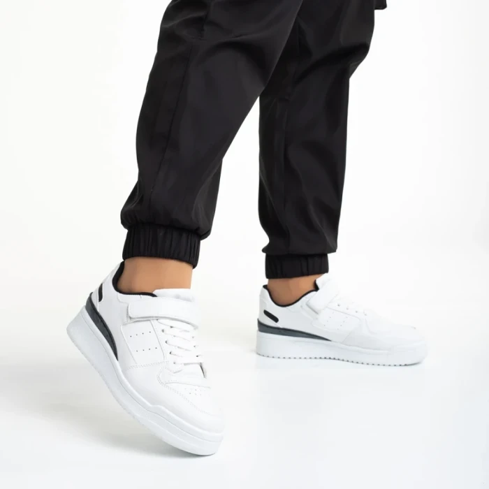 Pantofi sport dama albi cu negru din piele ecologica Colter