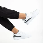 Pantofi sport dama albi cu negru din piele ecologica Colter
