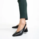 Pantofi dama negri din piele ecologica cu toc Zelda
