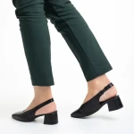 Pantofi dama negri din piele ecologica cu toc Zelda