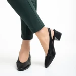Pantofi dama negri din piele ecologica cu toc Zelda