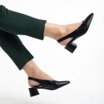Pantofi dama negri din piele ecologica cu toc Zelda