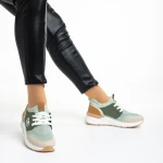 Pantofi sport dama verzi din piele ecologica si material textil Nairobi