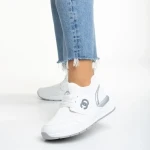 Pantofi sport dama albi din piele ecologica si material textil Nairobi