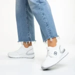 Pantofi sport dama albi din piele ecologica si material textil Nairobi