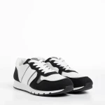 Pantofi sport barbati albi cu negru din material textil Lorenzo