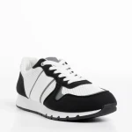 Pantofi sport barbati albi cu negru din material textil Lorenzo