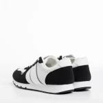 Pantofi sport barbati albi cu negru din material textil Lorenzo