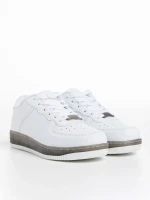 Pantofi sport copii albi cu negru din piele ecologica Carsyn