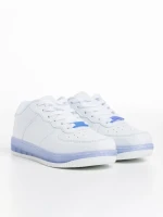 Pantofi sport copii albi cu albastru din piele ecologica Carsyn