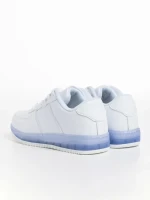 Pantofi sport copii albi cu albastru din piele ecologica Carsyn