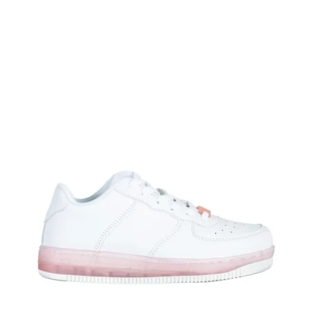 Pantofi sport copii albi cu roz din piele ecologica Carsyn