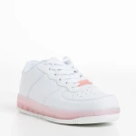 Pantofi sport copii albi cu roz din piele ecologica Carsyn