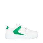 Pantofi sport dama albi cu verde din piele ecologica Sonal