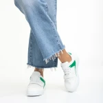 Pantofi sport dama albi cu verde din piele ecologica Sonal