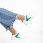Pantofi sport dama albi cu verde din piele ecologica Sonal