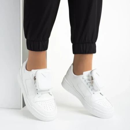 Pantofi sport dama albi din piele ecologica Inola