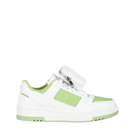 Pantofi sport dama albi cu verde din piele ecologica Inola