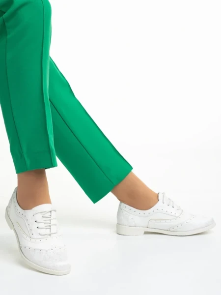 Pantofi casual dama albi din piele ecologica Ragna
