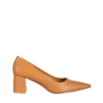 Pantofi dama camel din piele ecologica cu toc Amarilis