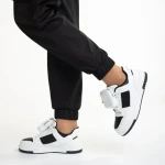 Pantofi sport dama albi cu negru din piele ecologica Inola