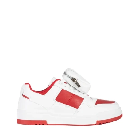 Pantofi sport dama albi cu rosu din piele ecologica Inola
