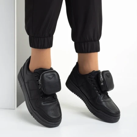 Pantofi sport dama negri din piele ecologica Inola