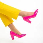 Pantofi dama cu toc fucsia din piele ecologica Crenta