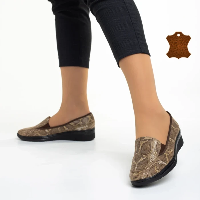 Pantofi dama bej din piele naturala Liora