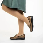 Pantofi dama aurii din piele naturala Kamala