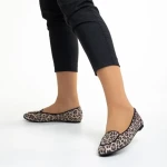 Balerini dama Marco bej leopard din piele intoarsa Teresita