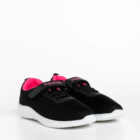 Pantofi sport copii negri cu roz din material textil Amie