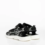 Sandale copii negre cu gri din material textil Tihana