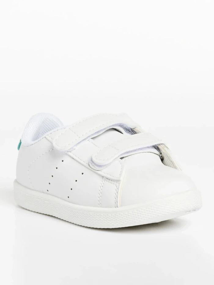 Pantofi sport copii albi cu verde din piele ecologica Frost