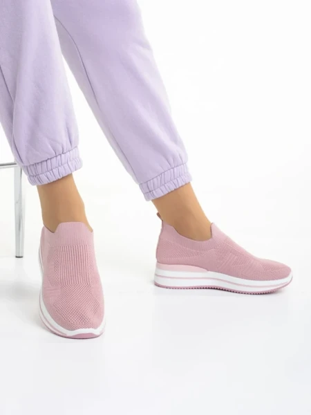 Pantofi sport dama roz din material textil Moira