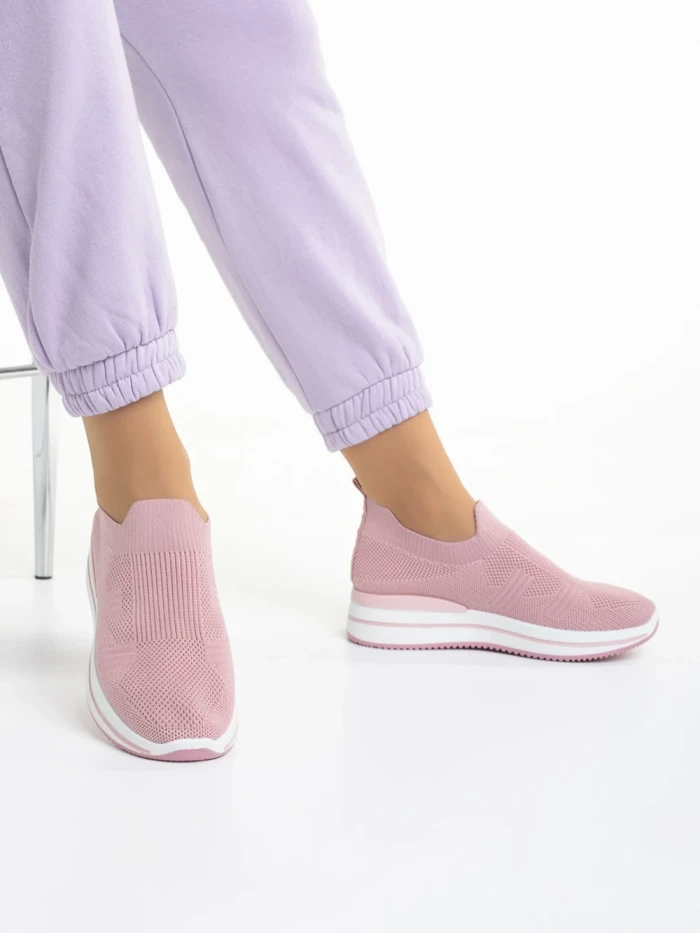 Pantofi sport dama roz din material textil Moira